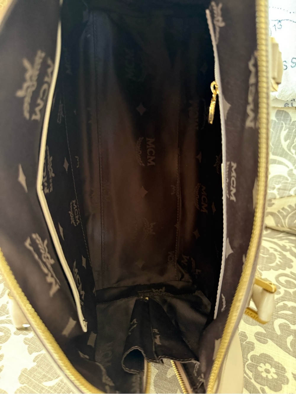 MCM Beige/Taupe Leather Dome Satchel with Gold Hardware - Picture 12 of 16
